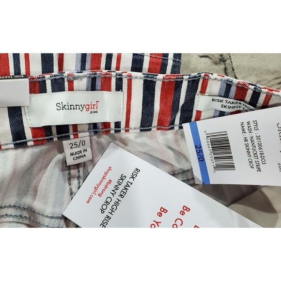Skinnygirl Striped Button Fly Risk Taker Skinny Crop Jeans WOMENS SIZE 25/0 - Picture 8 of 10
